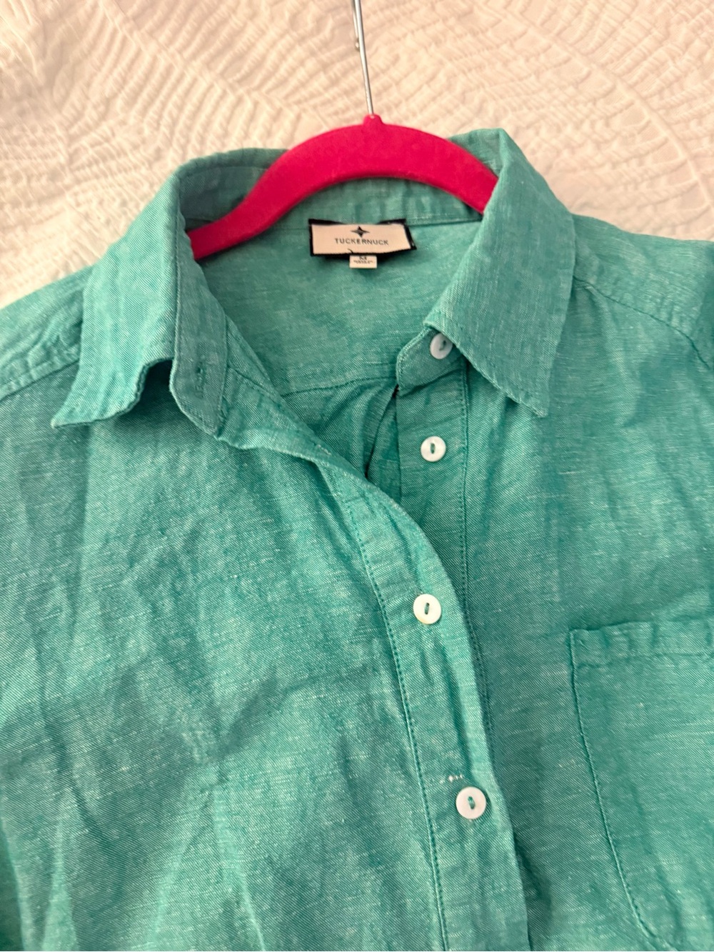 Tuckernuck Green Linen-Blend Shirt Dress - Picture 7 of 7